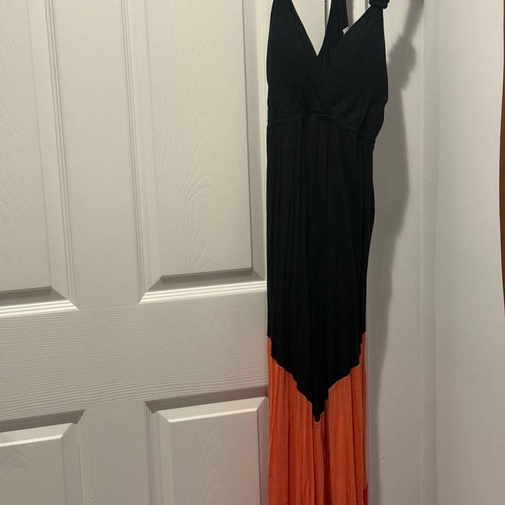 Black and Orange Maxi Dress